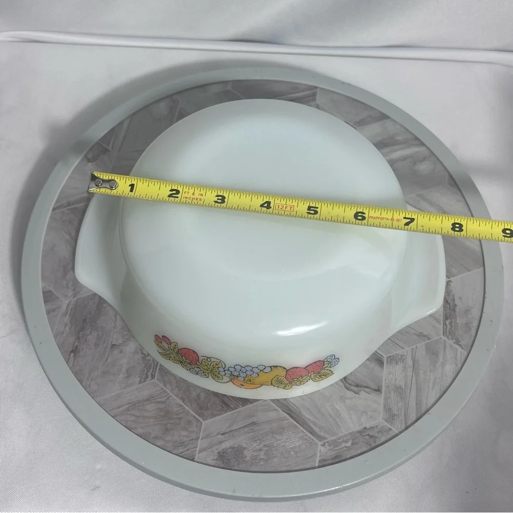 Vintage Anchor Hocking Fruit Harvest Fire-King 1 Qt Casserole Dish USA